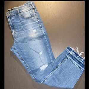 Express Jeans Performance Stretch Cropped Legging High Rise Distressed Size 14